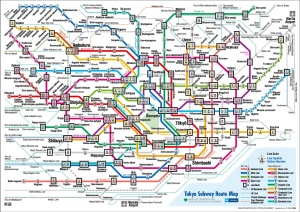 En bit av Tokyos tunnelbanesystem. 